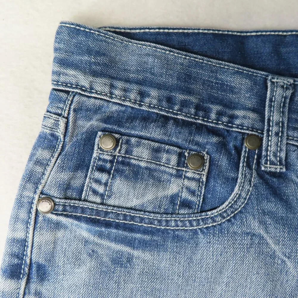 Helix Mens Jean Shorts Size 32 Denim Jorts Blue Faded Instinct is a Virtue